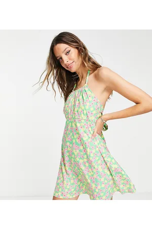 Influence Vestito corto con spalline sottili a fiori rosa