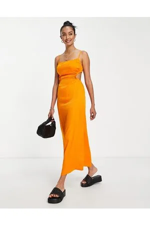 & OTHER STORIES Vestito con spalline sottili midi in jacquard acceso con cut-out sui lati