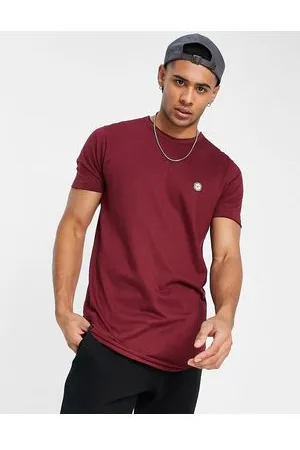 Le Breve T-shirt taglio lungo bordeaux con bordi grezzi