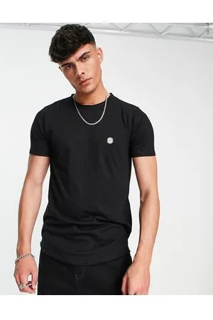 Le Breve T-shirt taglio lungo con bordi grezzi nera