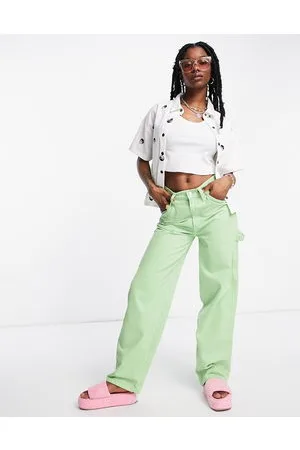 Native Youth Camicia di jeans oversize bianca con ricamo del simbolo Yin-Yang