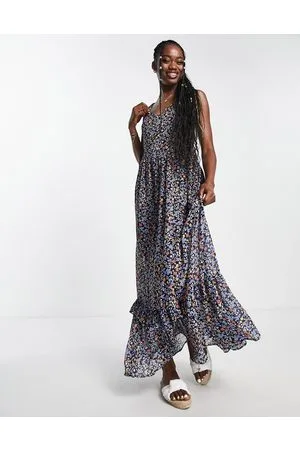 QED London Vestito lungo con spalline sottili a fiori