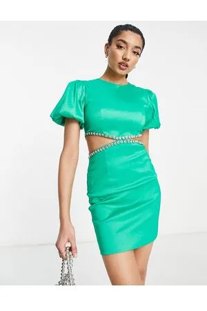 Band of Stars Vestito corto premium con maniche a sbuffo e cut-out decorato sul lato