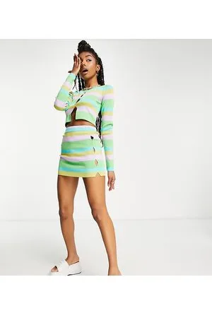 COLLUSION Minigonna in maglia a righe con cut-out in coordinato