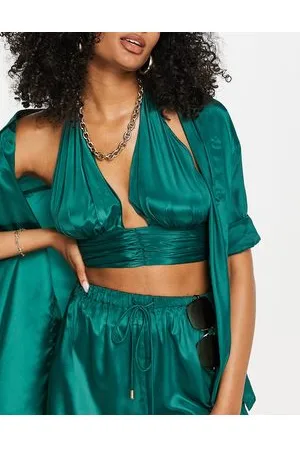 Candypants Crop top da mare allacciato al collo con scollo profondo in coordinato
