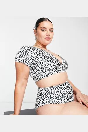 Peek & Beau Esclusiva - Mix and Match - Top bikini incrociato davanti bianco a pois