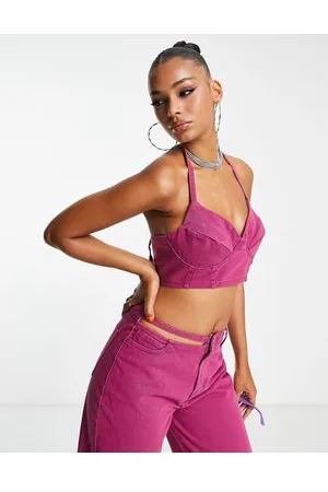 Fashionkilla Brassière in denim con dettagli rigidi in coordinato