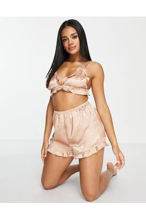 VERO MODA Coordinato in raso color con brassière e pantaloncini