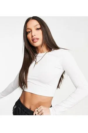 ASOS ASOS DESIGN Tall - T-shirt corta aderente a maniche lunghe bianca