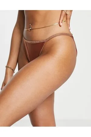 AsYou Slip bikini color cuoio sinuoso con dettagli incollati a caldo in coordinato