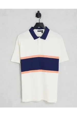 ASOS Polo comoda bianco sporco e blu navy color block
