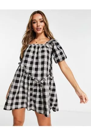 Topshop Vestito corto monocromatico a quadri plumetis