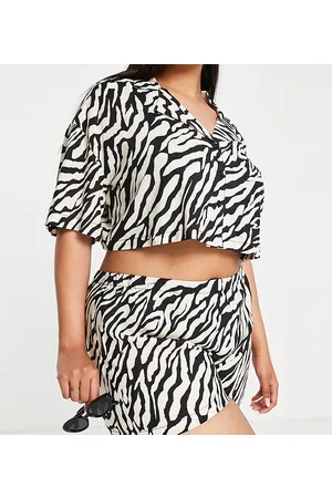 ASOS ASOS DESIGN Curve - Pantaloncini da mare con stampa zebrata in coordinato