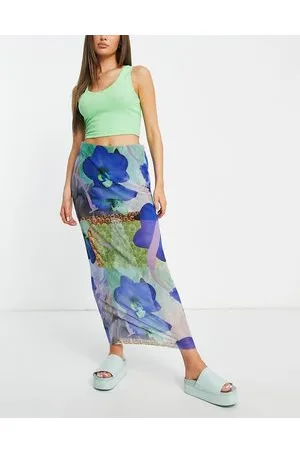 Monki Gonna midi in rete a fiori