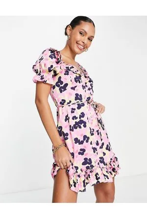 French Connection Vestito da giorno corto leopardato con dettaglio con volant