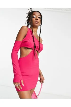 REBELLIOUS FASHION Vestito corto fasciante vivo con spacco