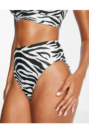 ASOS Mix and Match - Slip bikini sgambati a vita alta con stampa zebrata