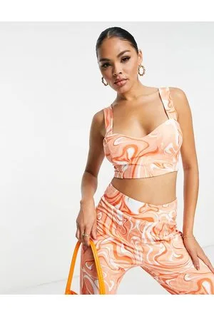 Collective The Label Esclusiva - Crop top con stampa astratta rétro in coordinato