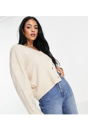 ASOS ASOS DESIGN Tall - Cardigan soffice squadrato color avena con bottoni