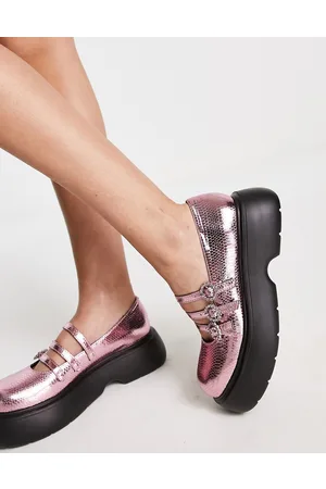 ASOS Missy - Scarpe Mary Jane metallizzato con suola spessa e fibbie con strass