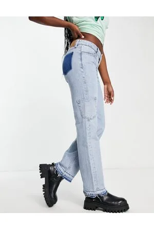 Weekday Modulate - Jeans cargo a vita bassa lavaggio azzurro