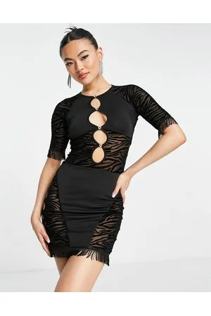 REBELLIOUS FASHION Vestito corto zebrato con cut-out