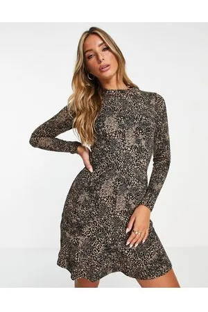 Whistles Vestito corto svolazzante in jersey con stampa leopardata