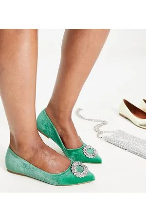 ASOS Laura - Ballerine a pianta larga a punta in velluto con decoro