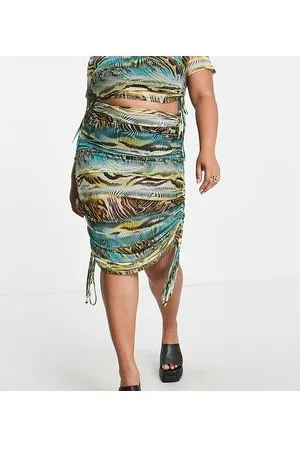 River Island Gonna midi in rete arricciata in coordinato
