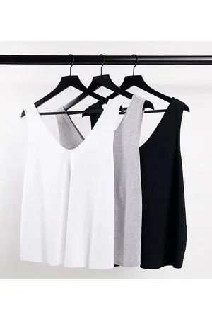 ASOS ASOS DESIGN Curve - Ultimate - Confezione da 3 canotte in misto cotone con scollo rotondo RISPARMIA - MULTI