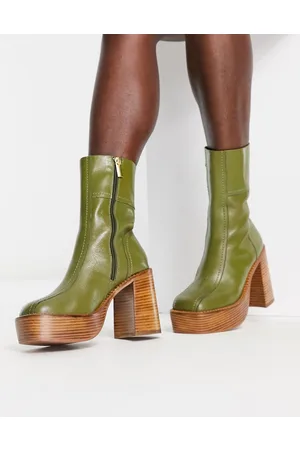 ASOS Romeo - Stivali in pelle kaki con plateau