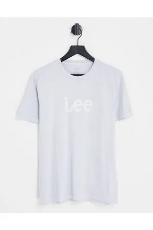 Lee T-shirt azzurro slavato con logo in riquadro effetto dévoré