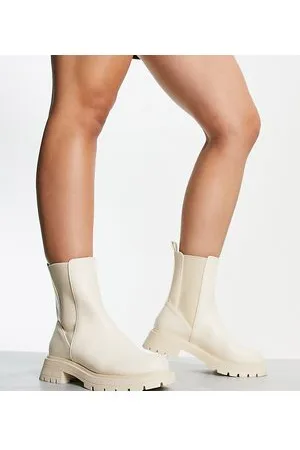 ASOS Wide Fit - Alfie - Stivaletti Chelsea bianco sporco con suola spessa a pianta larga