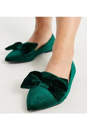 ASOS Wide Fit - Lake - Ballerine a pianta larga a punta con fiocco in velluto
