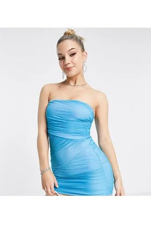 AsYou Vestito corto a fascia in rete acqua