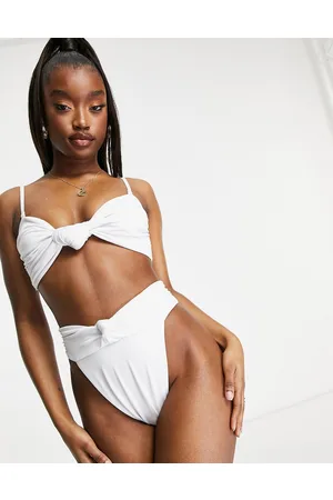 ASOS Mix and Match - Slip bikini a vita alta bianchi con nodo