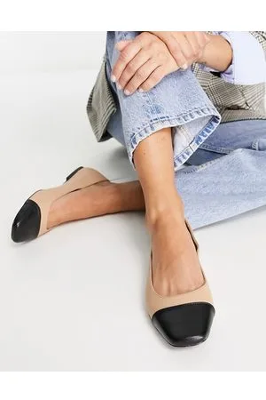 ASOS Locket - Ballerine con punta squadrata nere e beige