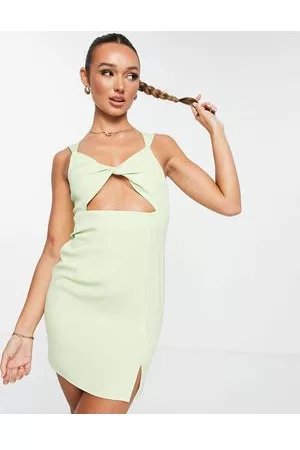 Extro & Vert Vestito con spalline sottili lime com incrocio sul davanti
