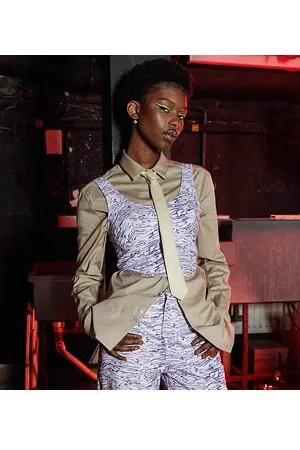 AsYou Coordinato con corsetto in denim viola con stampa zebrata