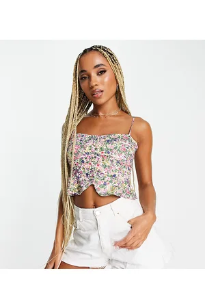 Missguided Top a corsetto con bottoni sul davanti a fiori