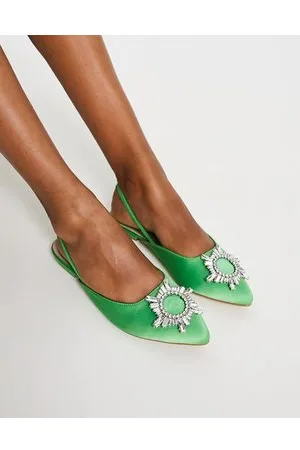 BeBo Jana - Scarpe verdi con cinturino posteriore e punta decorata