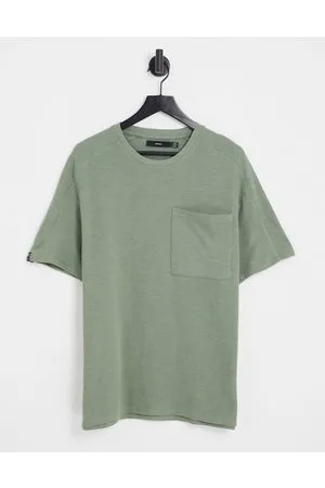 Bershka T-shirt kaki testurizzata con tasca