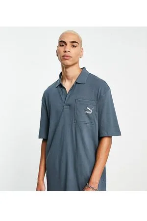 PUMA Classics - Camicia polo ardesia scuro a coste - In esclusiva per ASOS