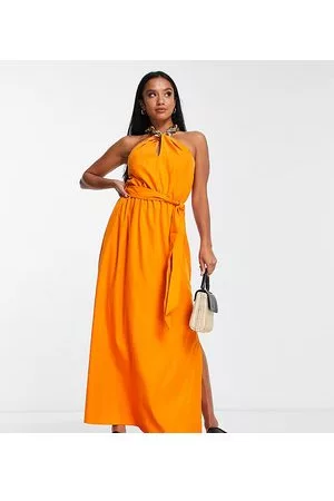 River Island Vestito midi allacciato al collo con catenina