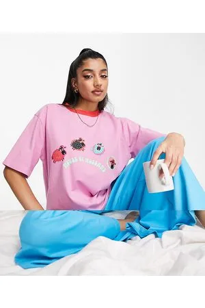 House of Holland Coordinato da caso e blu con pantaloni a fondo ampio e T-shirt