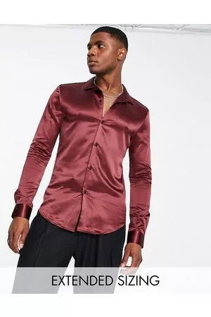 ASOS Camicia skinny in raso bordeaux