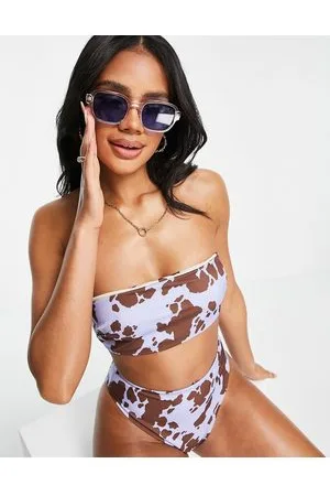 ASOS Top bikini a fascia double-face con stampa pezzata