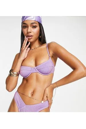 South Beach Mix & Match - Top bikini con ferretto lilla metallizzato