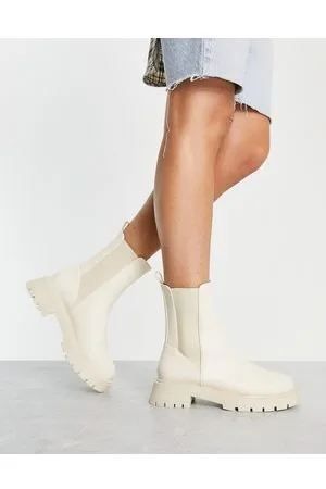 ASOS Alfie - Stivaletti Chelsea bianco sporco con suola spessa