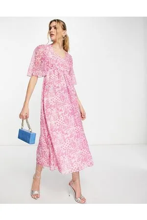 Whistles Vestito midi con dettaglio sul retro e stampa astratta batik - PINK